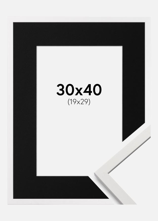 Ramme Edsbyn Hvid 30x40 cm - Passepartout Sort 20x30 cm