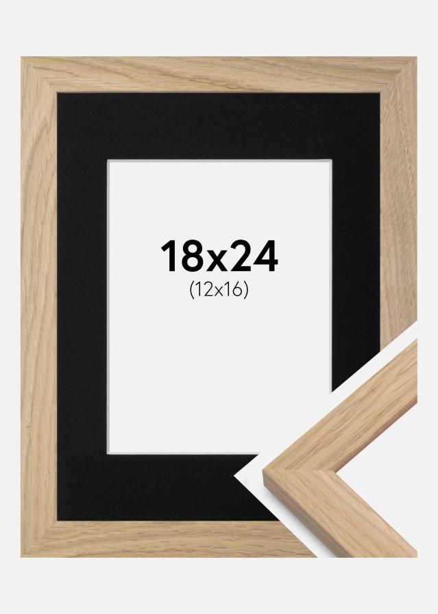 Ramme Oak Wood 18x24 cm - Passepartout Sort 13x17 cm