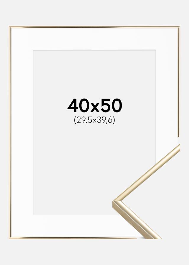 Ramme Visby Blank Guld 40x50 cm - Passepartout Hvid 12x16 inches