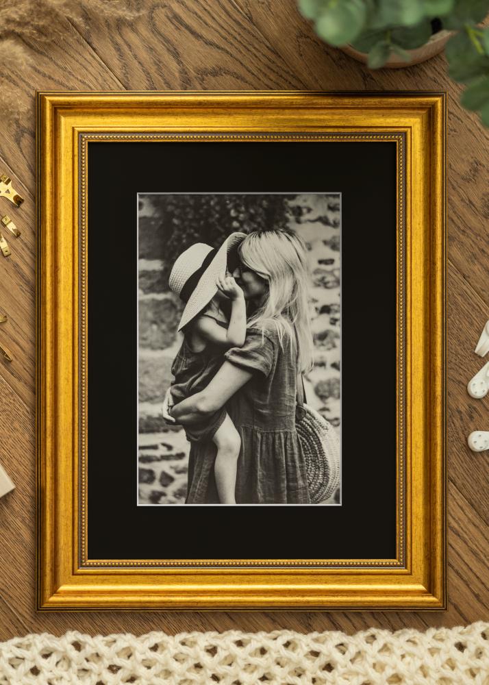 Ramme Rokoko Guld 40x40 cm - Passepartout Sort 30x30 cm