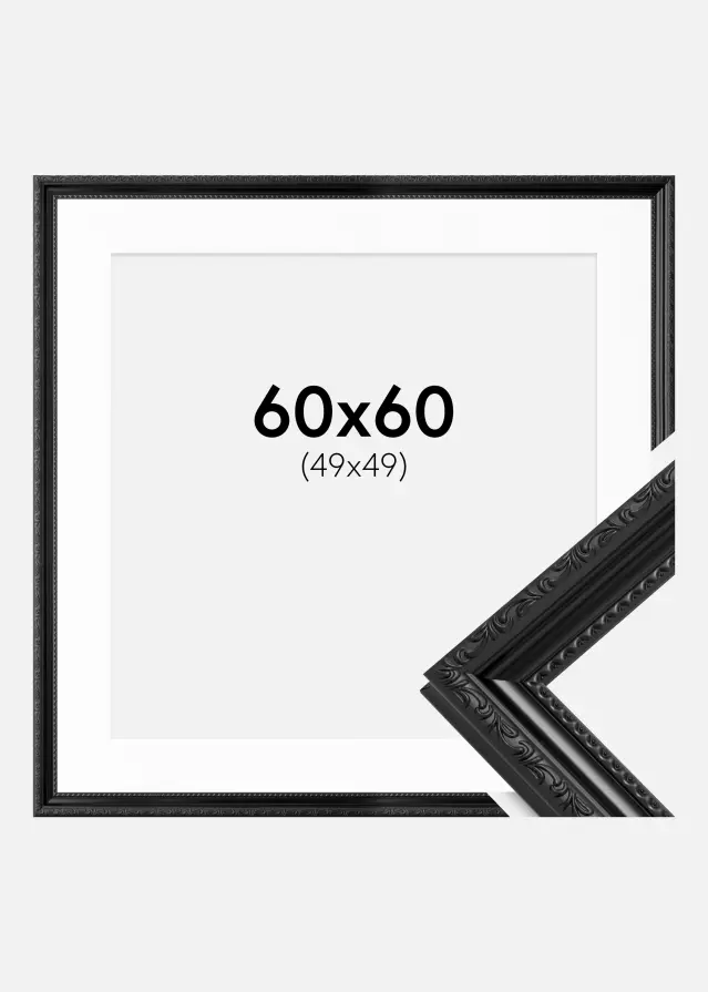 Ramme Abisko Sort 60x60 cm - Passepartout Hvid 50x50 cm