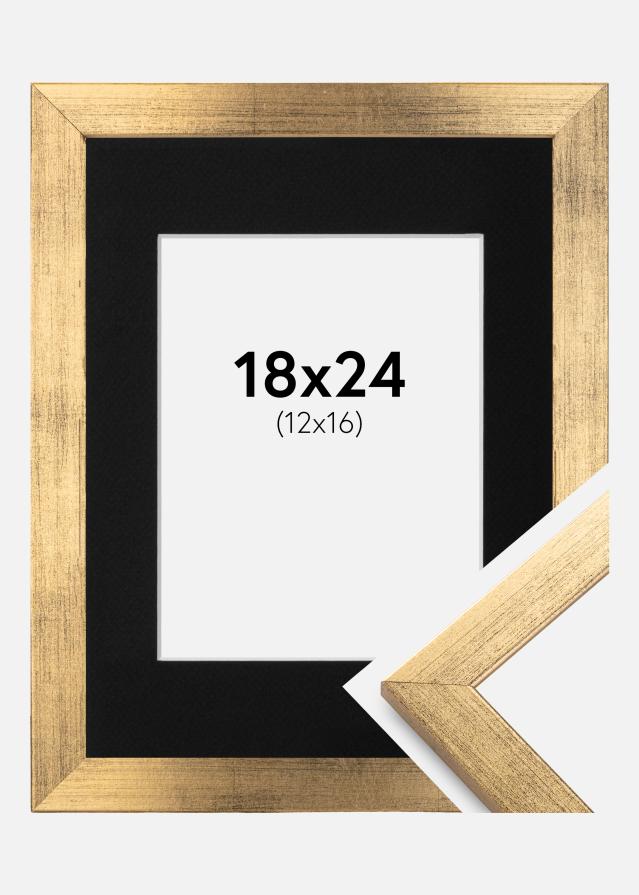 Ramme Stilren Guld 18x24 cm - Passepartout Sort 13x17 cm