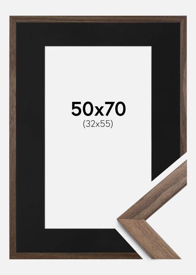 Ramme Stilren Valnød 50x70 cm - Passepartout Sort 33x56 cm