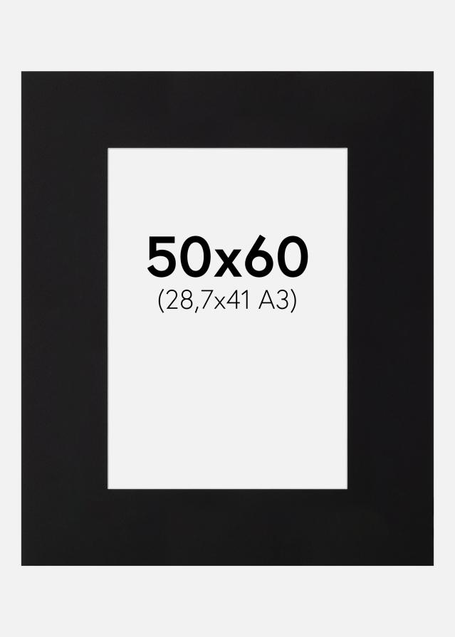 Passepartout XL Sort (Hvid kerne) 50x60 cm (29x39)