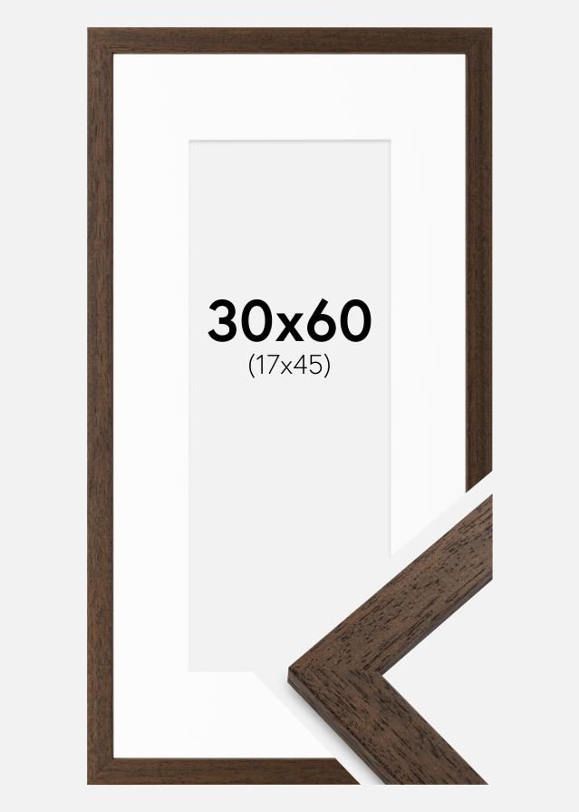 Ramme Brown Wood 30x60 cm - Passepartout Hvid 18x46 cm