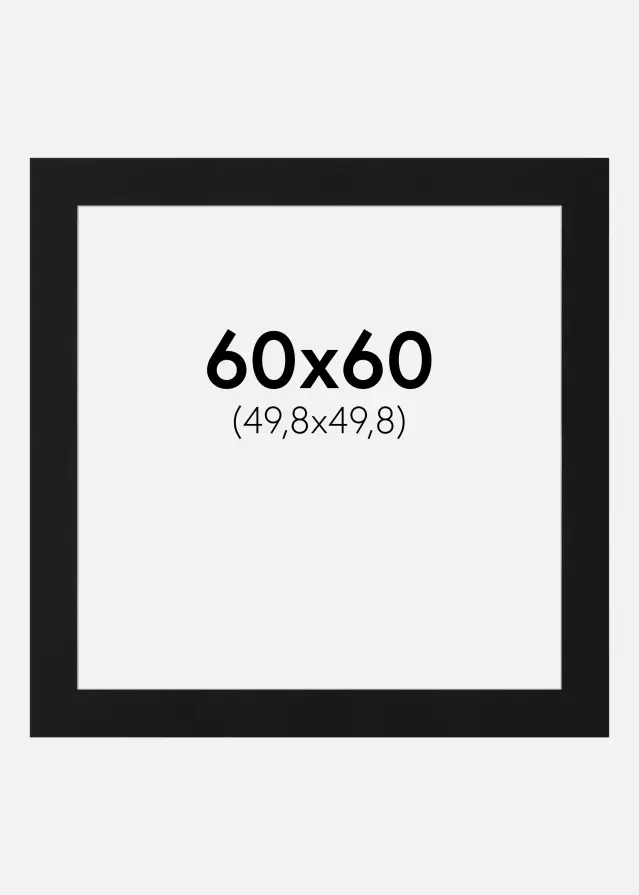 Passepartout Sort Standard (Hvid kerne) 60x60 cm (49,8x49,8)