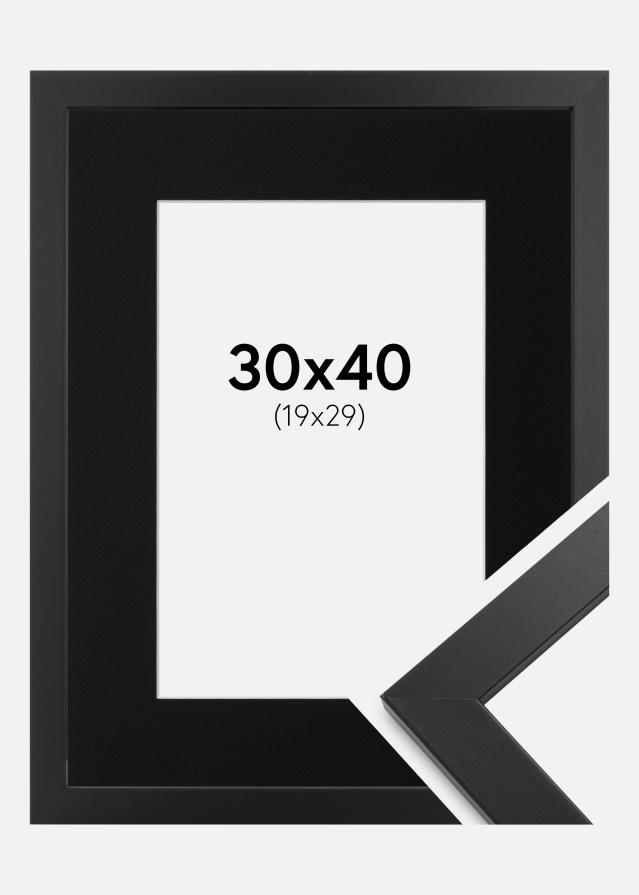 Ramme Black Wood 30x40 cm - Passepartout Sort 20x30 cm