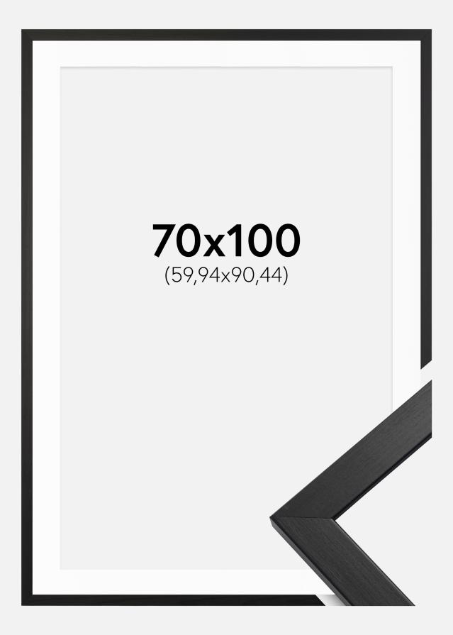Ramme Stilren Sort 70x100 cm - Passepartout Hvid 24x36 inches