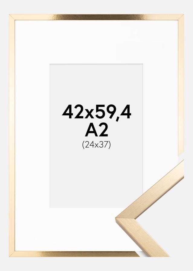 Ramme Trendy Guld 42x59,4 cm (A2) - Passepartout Hvid 25x38 cm
