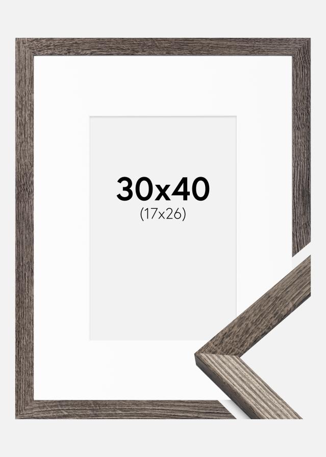 Ramme Fiorito Valnød 30x40 cm - Passepartout Hvid 18x27 cm