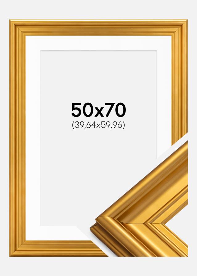 Ramme Mora Premium Guld 50x70 cm - Passepartout Hvid 16x24 inches