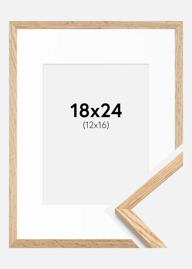 Ramme Tynd Eg 18x24 cm - Passepartout Hvid 13x17 cm