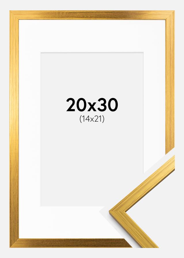 Ramme Edsbyn Guld 20x30 cm - Passepartout Hvid 15x22 cm