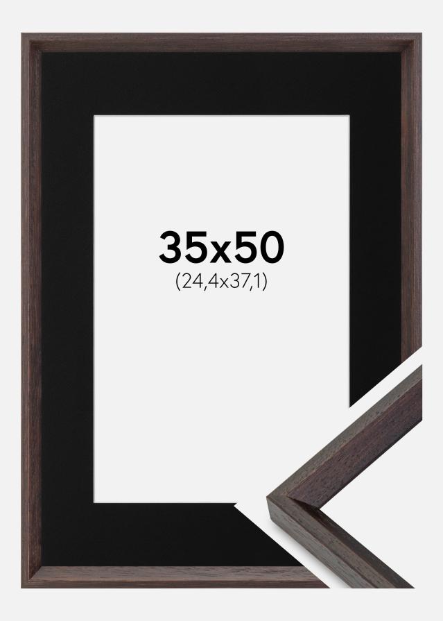 Ramme Globe Espresso 35x50 cm - Passepartout Sort 10x15 inches