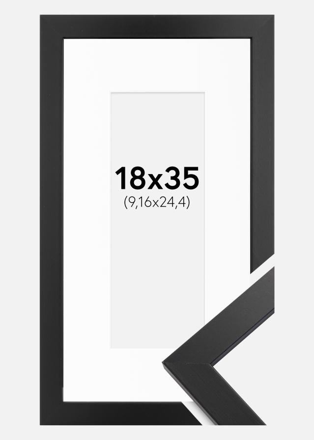 Ramme Black Wood 18x35 cm - Passepartout Hvid 4x10 inches