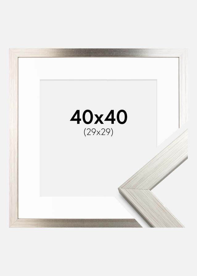 Ramme Silver Wood 40x40 cm - Passepartout Hvid 30x30 cm