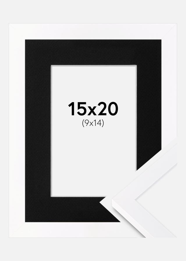 Ramme Selection Hvid 15x20 cm - Passepartout Sort 10x15 cm