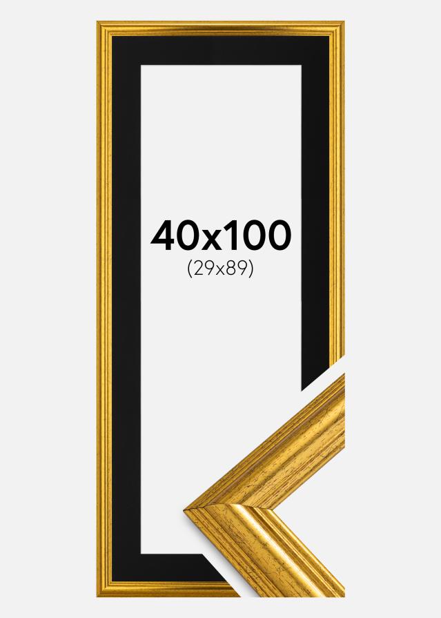 Ramme Västkusten Guld 40x100 cm - Passepartout Sort 30x90 cm