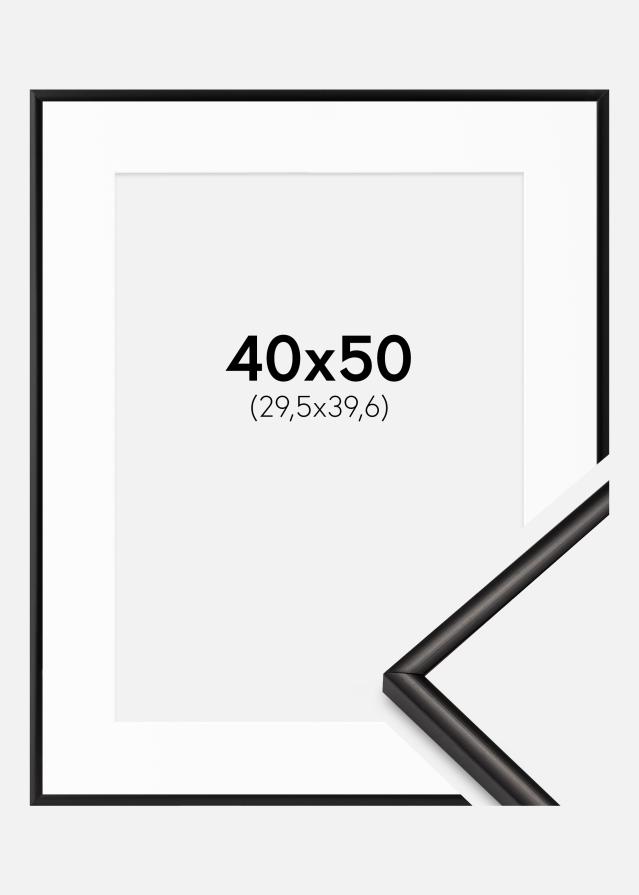 Ramme Scandi Matt Sort 40x50 cm - Passepartout Hvid 12x16 inches