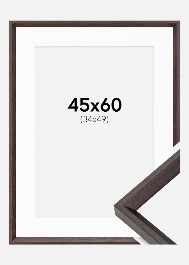 Ramme Globe Espresso 45x60 cm - Passepartout Hvid 35x50 cm