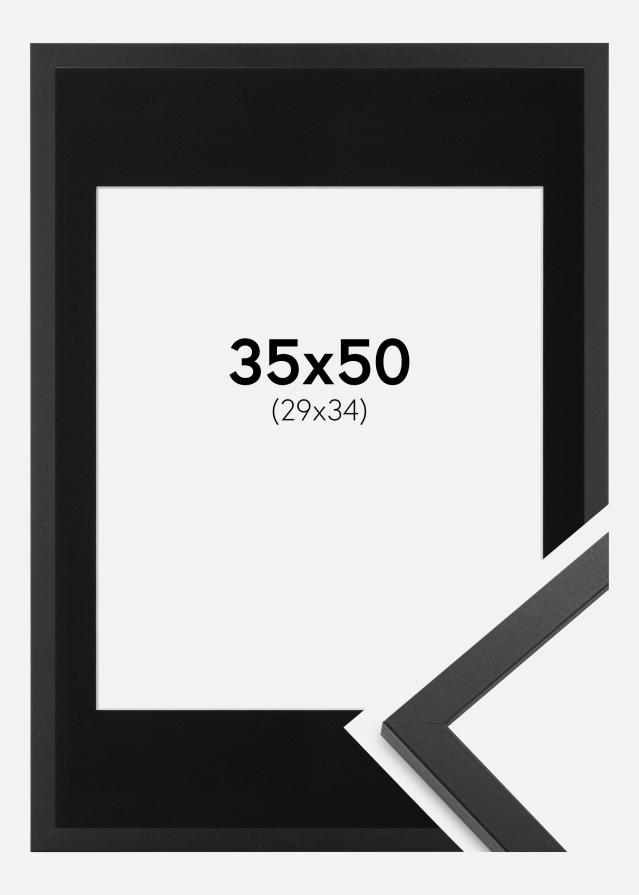 Ramme Trendy Sort 35x50 cm - Passepartout Sort 30x35 cm