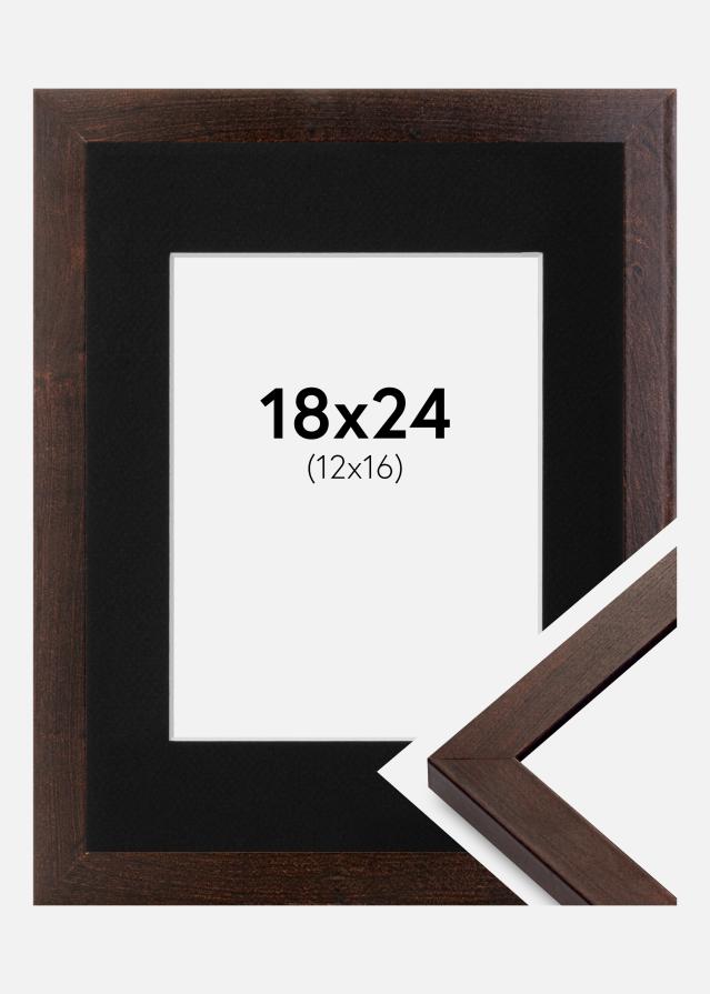 Ramme Selection Valnød 18x24 cm - Passepartout Sort 13x17 cm