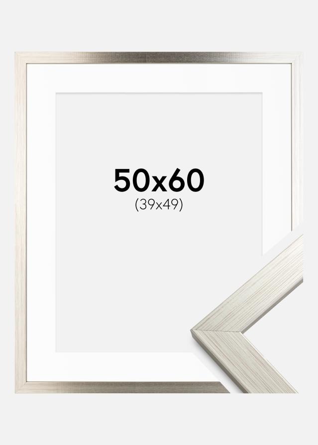 Ramme Silver Wood 50x60 cm - Passepartout Hvid 40x50 cm