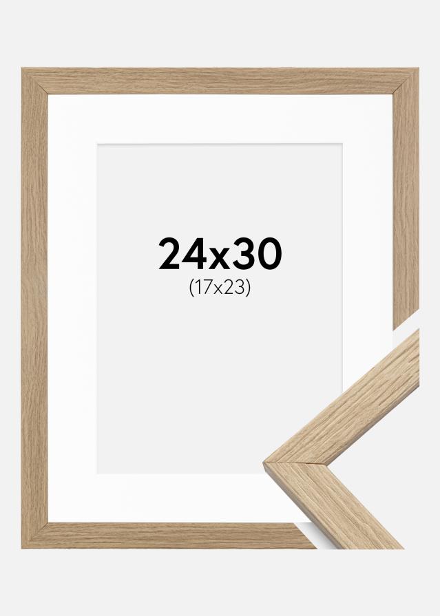 Ramme Stilren Eg 24x30 cm - Passepartout Hvid 18x24 cm