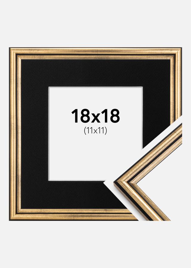Ramme Horndal Guld 18x18 cm - Passepartout Sort 12x12 cm