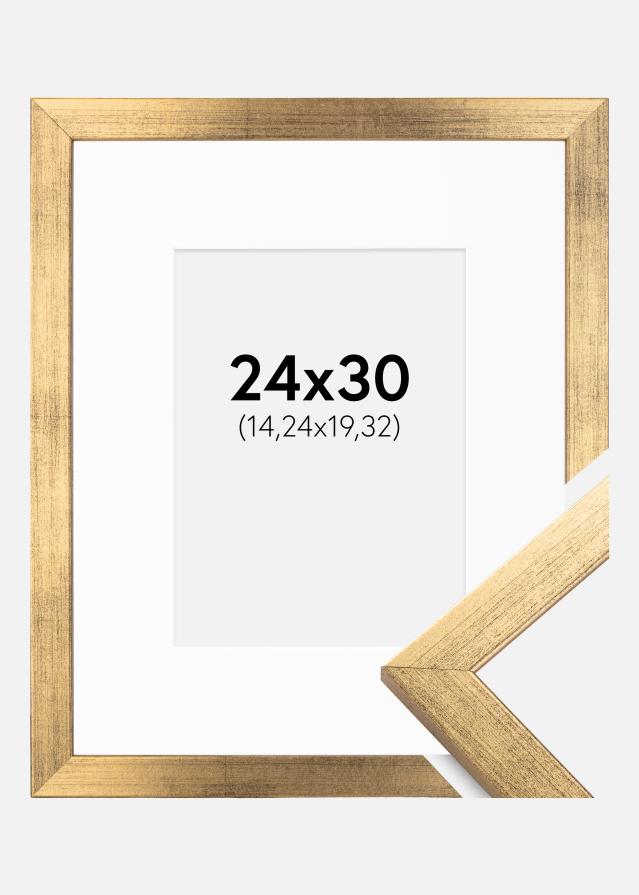 Ramme Stilren Guld 24x30 cm - Passepartout Hvid 6x8 inches