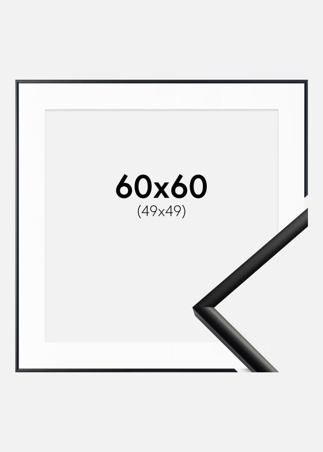 Ramme New Lifestyle Mat Sort 60x60 cm - Passepartout Hvid 50x50 cm