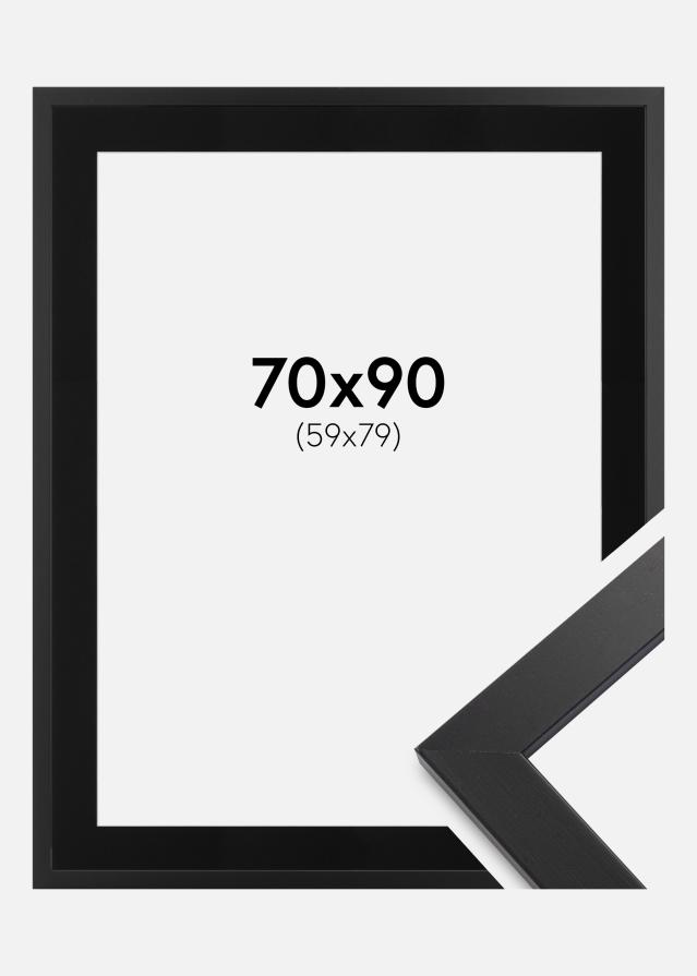 Ramme Black Wood 70x90 cm - Passepartout Sort 60x80 cm