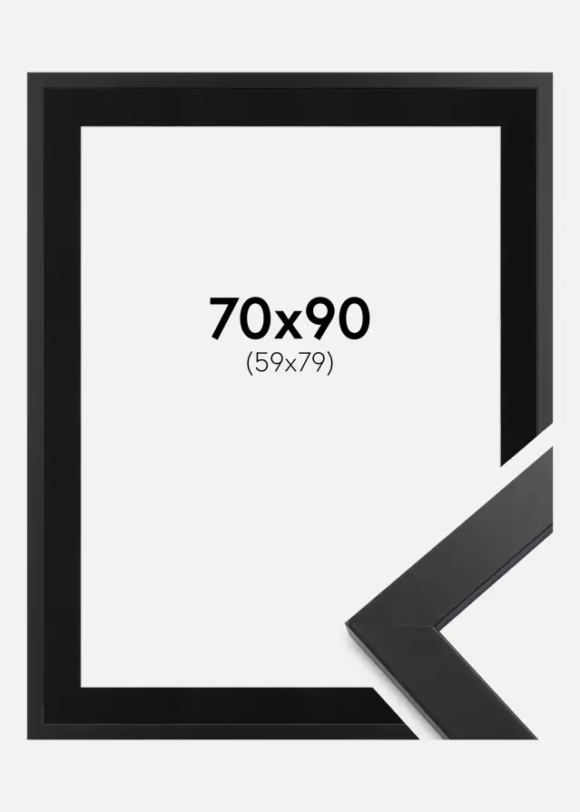 Ramme Black Wood 70x90 cm - Passepartout Sort 60x80 cm