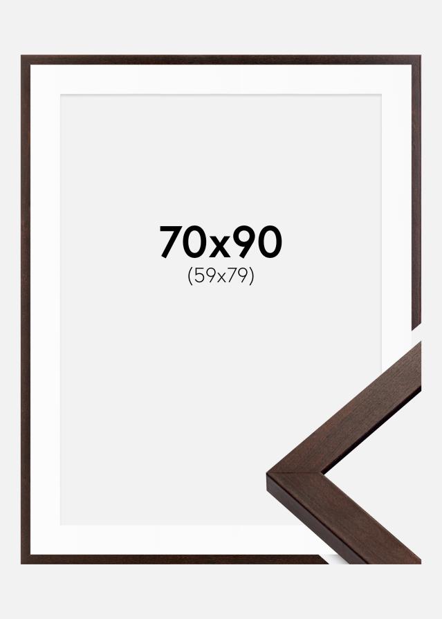Ramme Selection Valnød 70x90 cm - Passepartout Hvid 60x80 cm