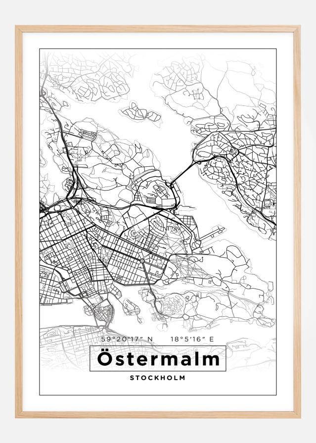 Kort - Östermalm - Hvid Plakat