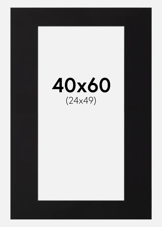 Passepartout Sort Standard (Hvid Kerne) 40x60 (24x49)