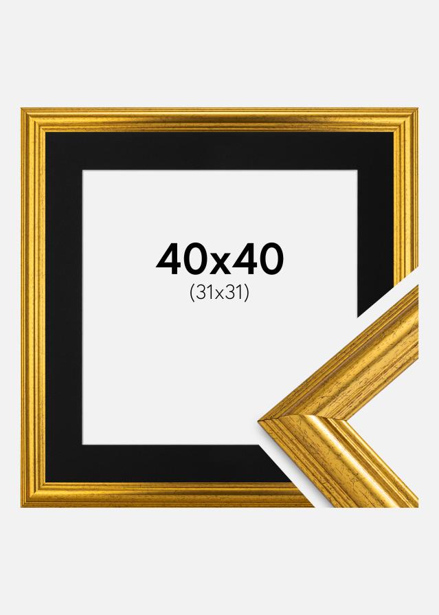 Ramme Västkusten Guld 40x40 cm - Passepartout Sort 32x32 cm