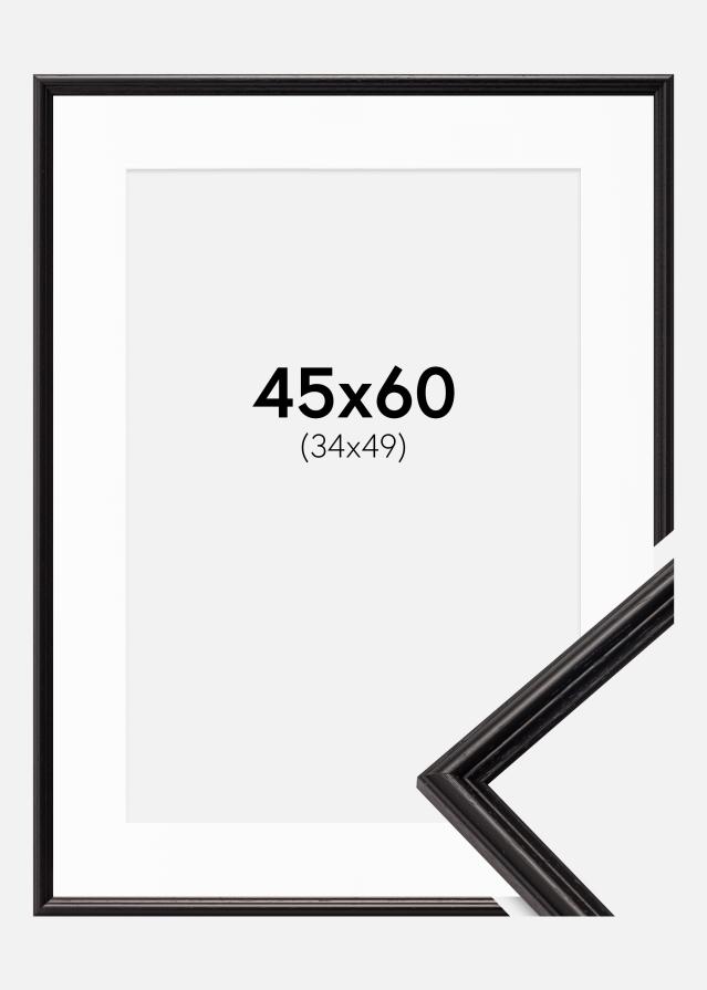 Ramme Horndal Sort 45x60 cm - Passepartout Hvid 35x50 cm
