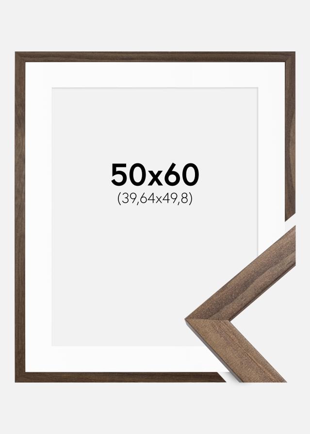 Ramme Stilren Valnød 50x60 cm - Passepartout Hvid 16x20 inches (40,64x50,8 cm)