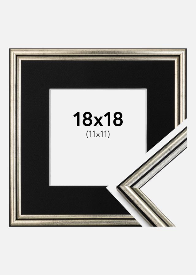 Ramme Horndal Sølv 18x18 cm - Passepartout Sort 12x12 cm