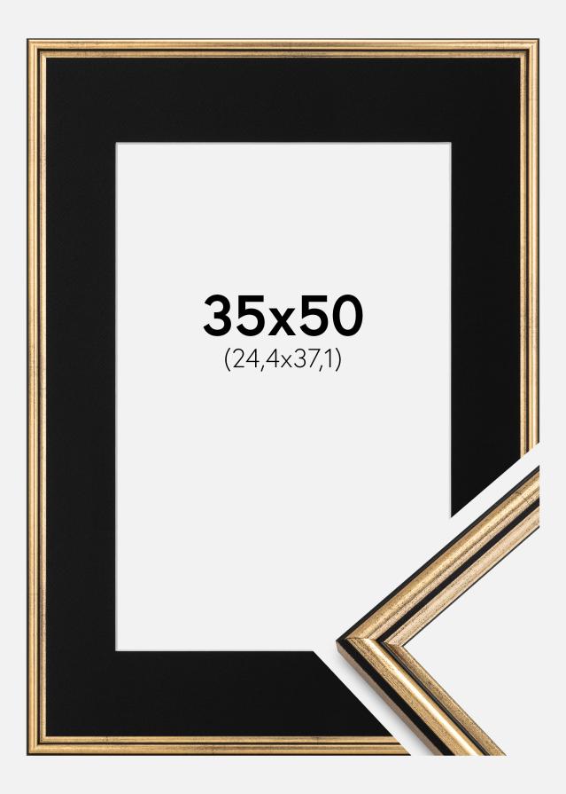 Ramme Horndal Guld 35x50 cm - Passepartout Sort 10x15 inches