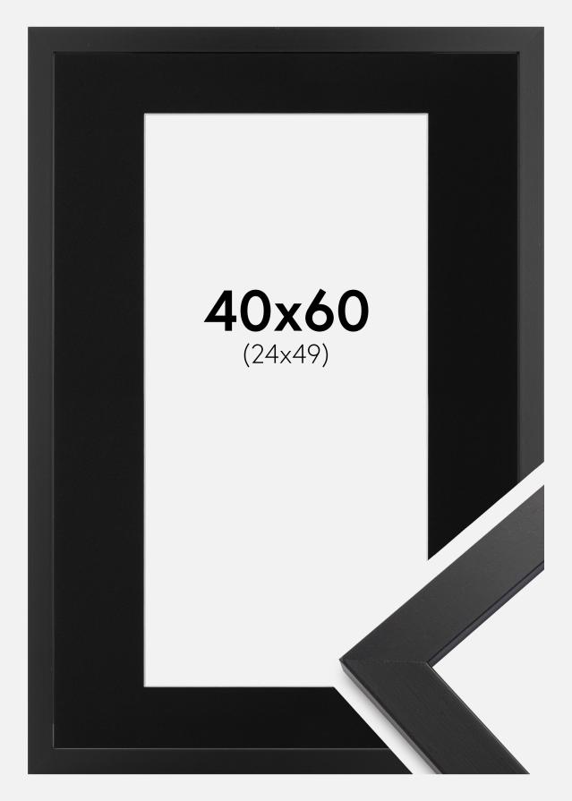 Ramme Black Wood 40x60 cm - Passepartout Sort 25x50 cm