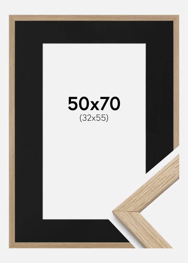 Ramme Stilren Eg 50x70 cm - Passepartout Sort 33x56 cm