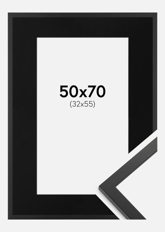 Ramme Trendy Sort 50x70 cm - Passepartout Sort 33x56 cm