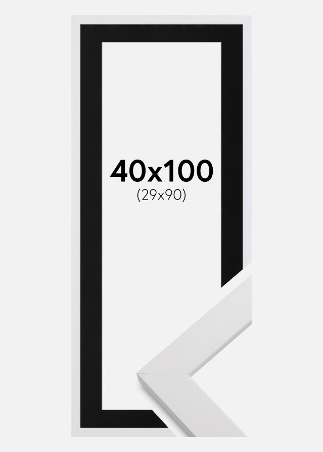 Ramme White Wood 40x100 cm - Passepartout Sort 30x91 cm