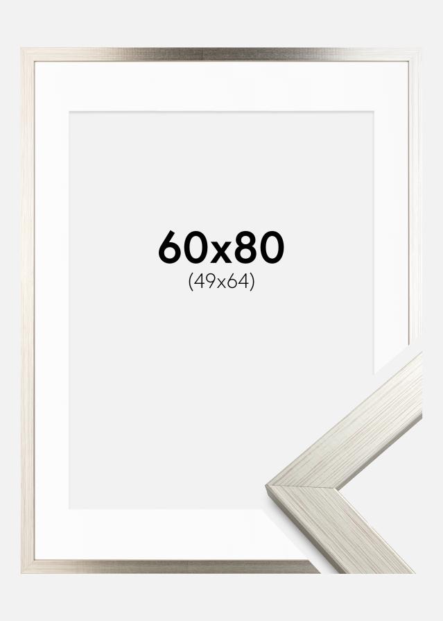 Ramme Silver Wood 60x80 cm - Passepartout Hvid 50x65 cm