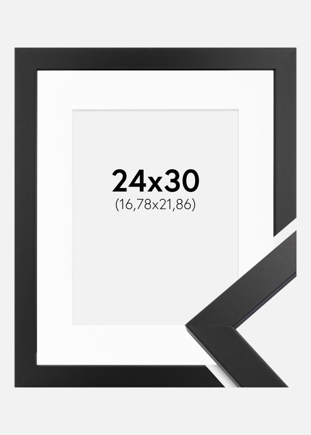 Ramme Black Wood 24x30 cm - Passepartout Hvid 7x9 inches