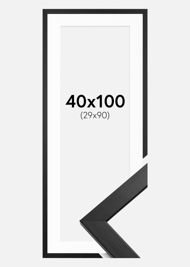 Ramme Stilren Sort 40x100 cm - Passepartout Hvid 30x91 cm