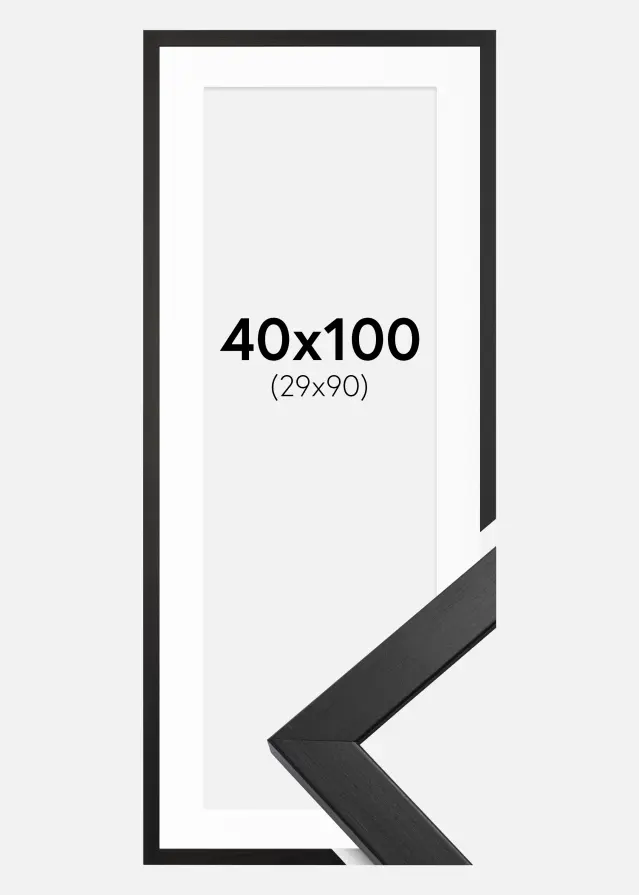 Ramme Stilren Sort 40x100 cm - Passepartout Hvid 30x91 cm