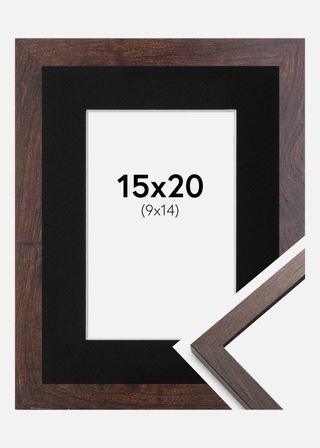 Ramme Trendy Valnød 15x20 cm - Passepartout Sort 10x15 cm